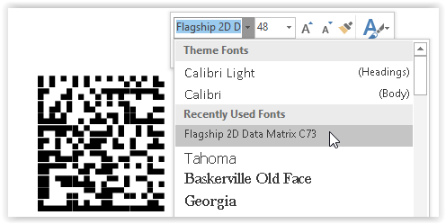 data matrix font for word